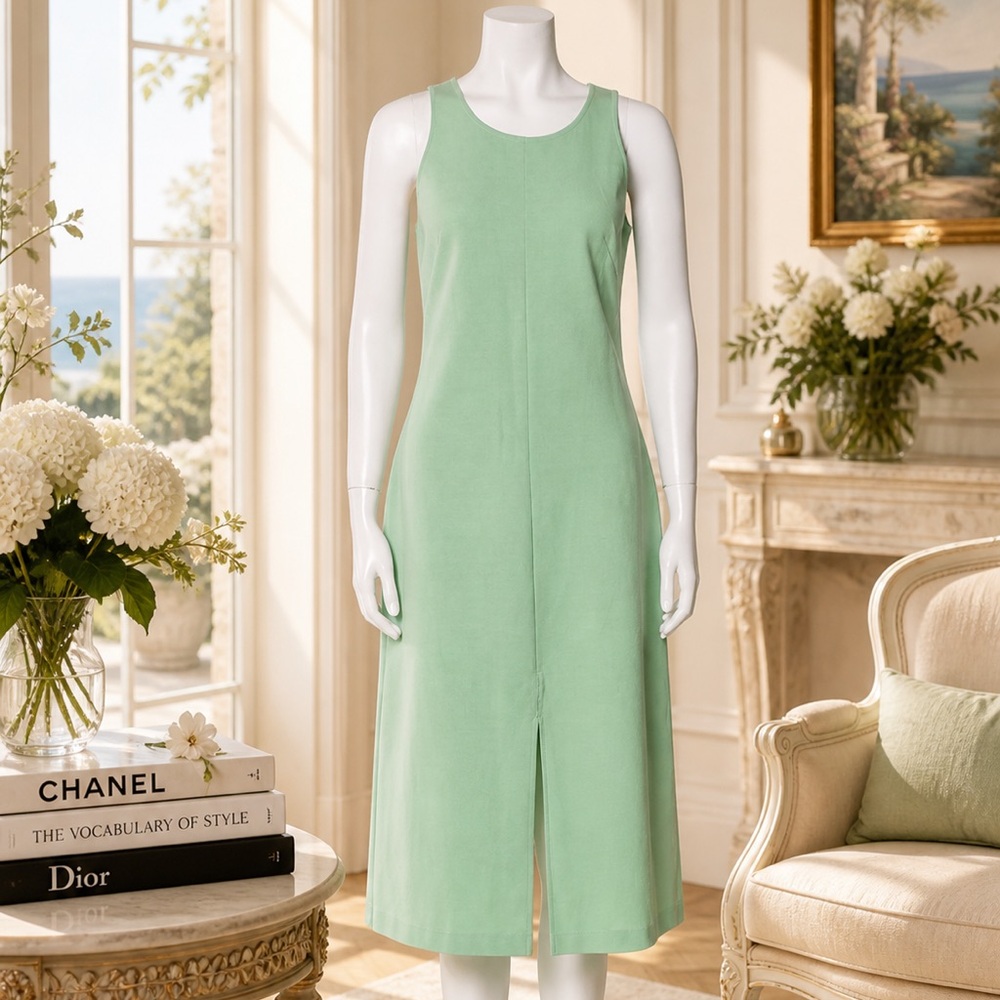 St. John Scoop Neck Green Sleeveless Dress - Size 4